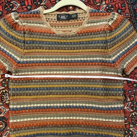 NWOT Double RL Ralph Lauren Crochet Trim Jacquard Sweater - Picture 5 of 6